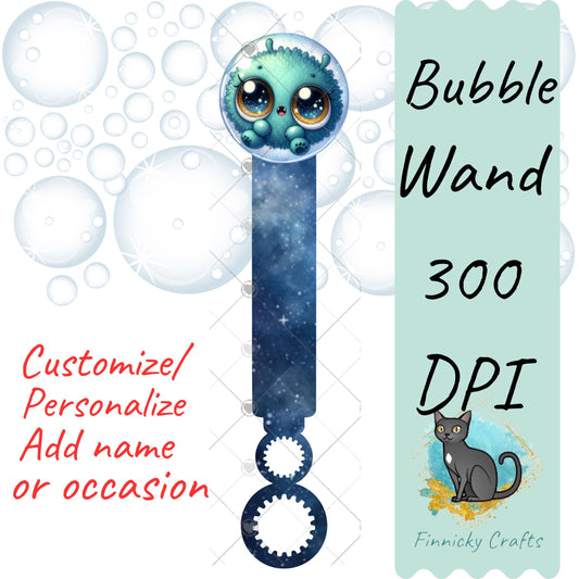 Alien Bubble Wand - Sublimation Design Png Template - Gift, Favor,Reception, Toy