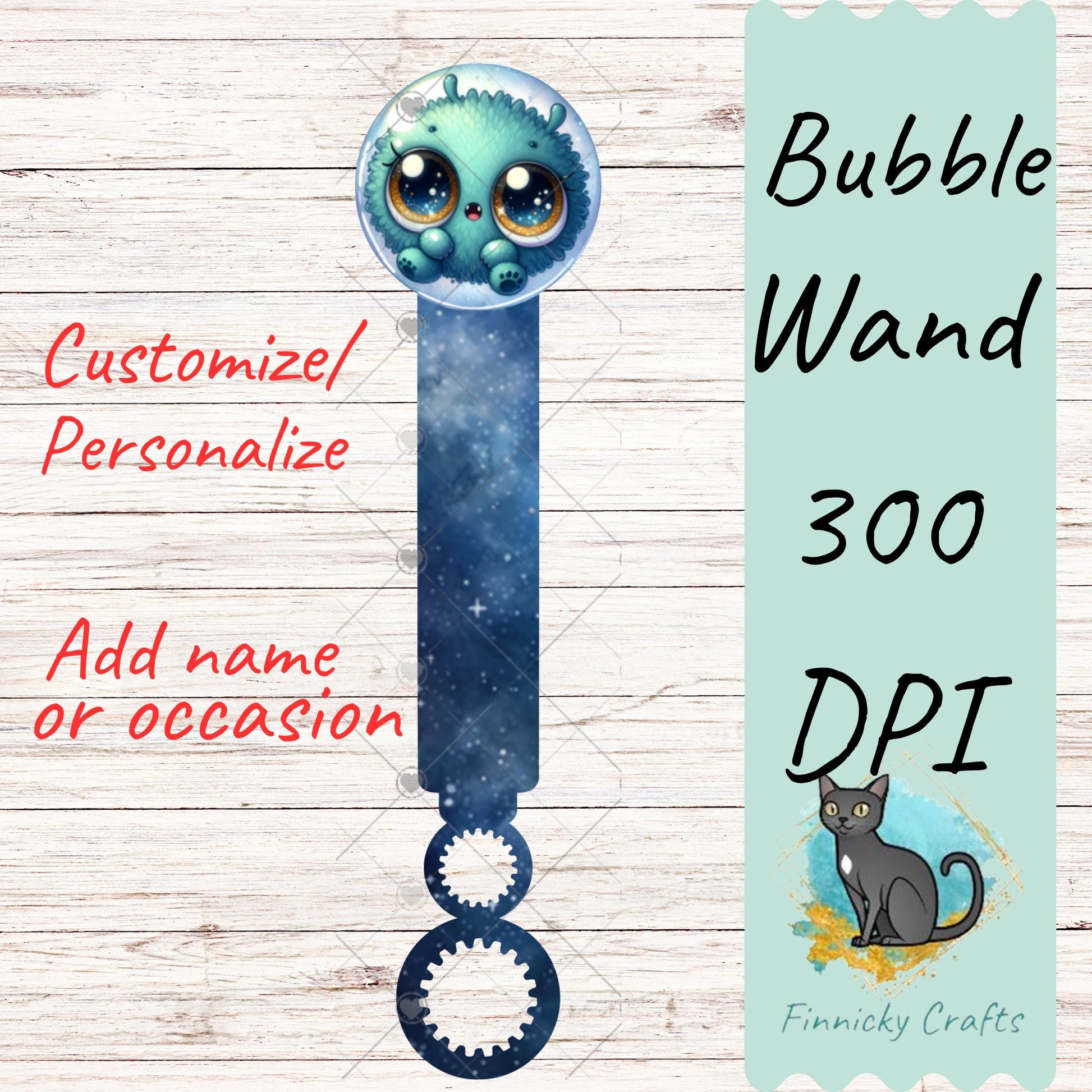 Alien Bubble Wand - Sublimation Design Png Template - Gift, Favor,Reception, Toy