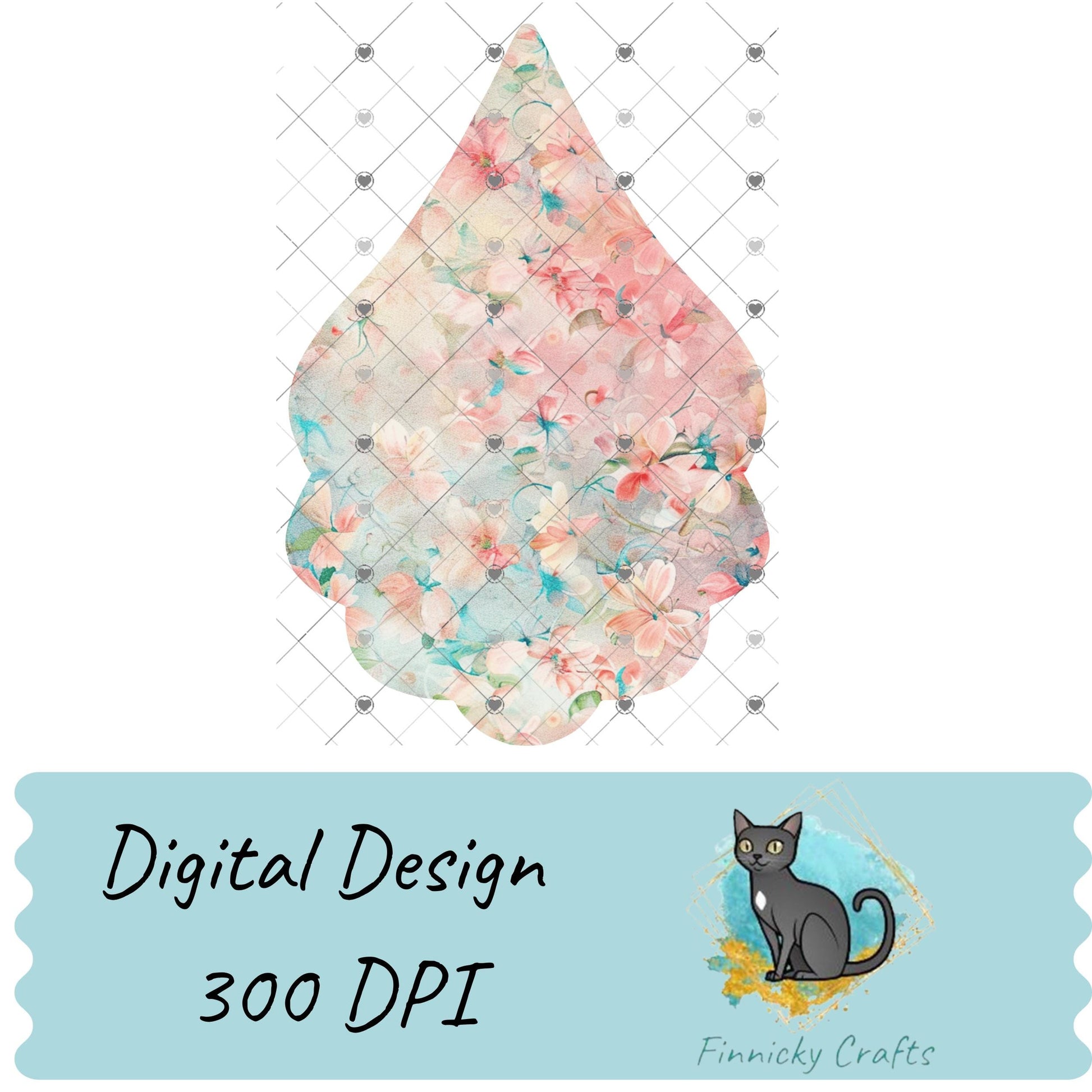 Fancy Scallop Teardrop, Sublimation, Digital, PNG Design, Download for Earrings