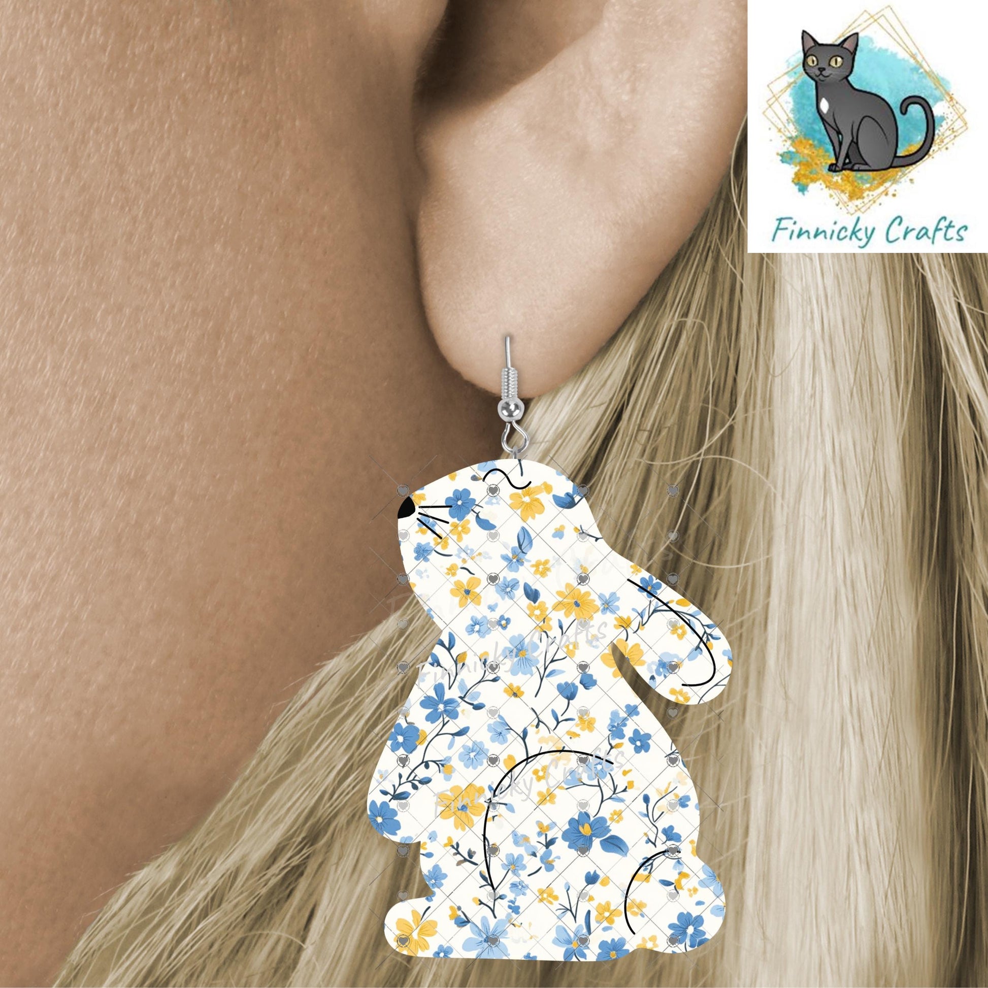 Bunny, Easter, Flowers, Sublimation, Digital, PNG Design, Download for Earrings, Wall Decor, Door Hanger, Earrings