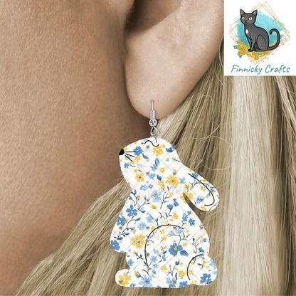 Bunny, Easter, Flowers, Sublimation, Digital, PNG Design, Download for Earrings, Wall Decor, Door Hanger, Earrings
