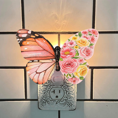 Butterfly Floral - Sublimation Design Png Template - Earrings, Necklace, Nightlight, Sign