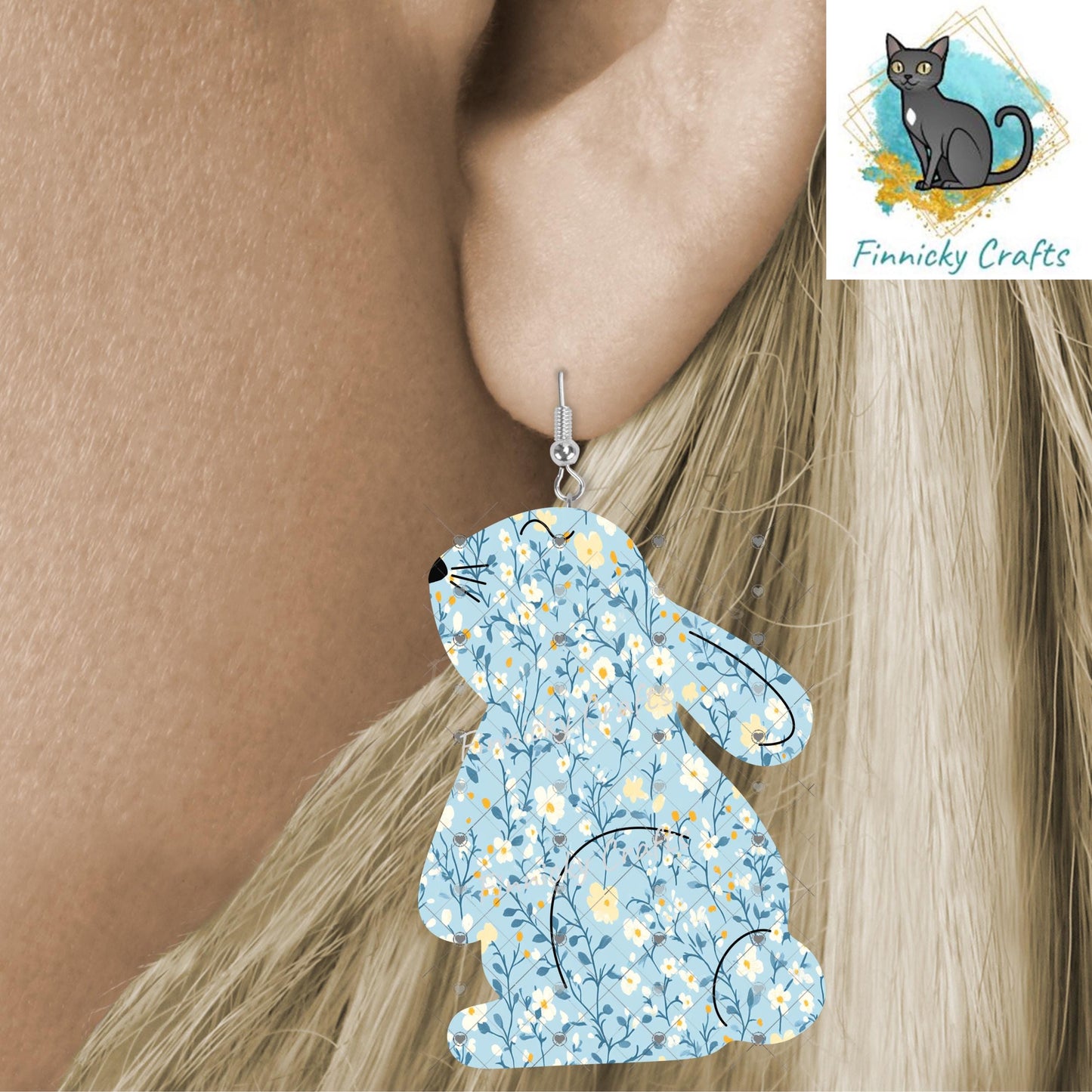Bunny, Easter, Flowers, Sublimation, Digital, PNG Design, Download for Earrings, Wall Decor, Door Hanger, Earrings