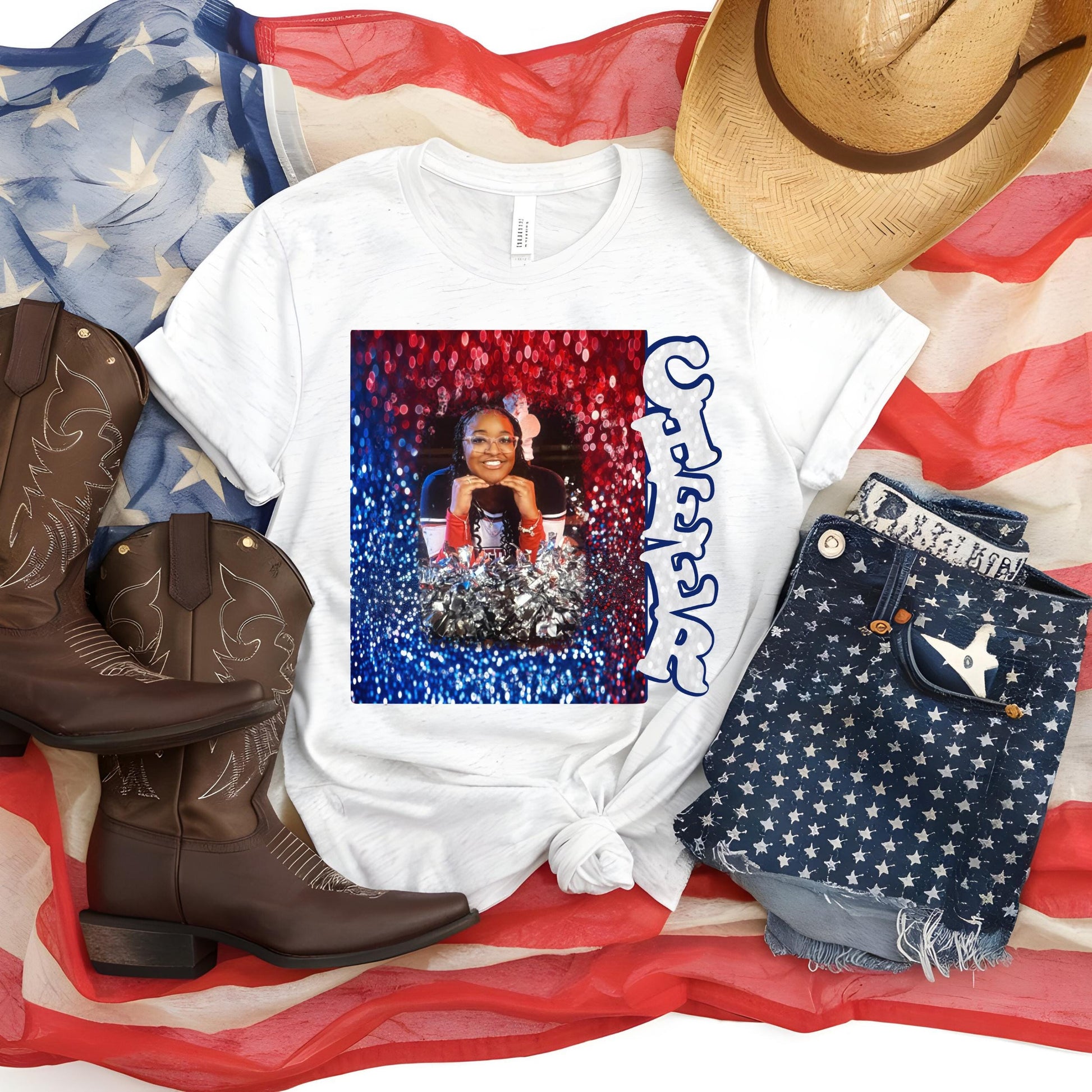 Cheer Frame Add Personalize, Customizable Digital File, red, white blue
