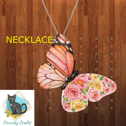 Butterfly Floral - Sublimation Design Png Template - Earrings, Necklace, Nightlight, Sign