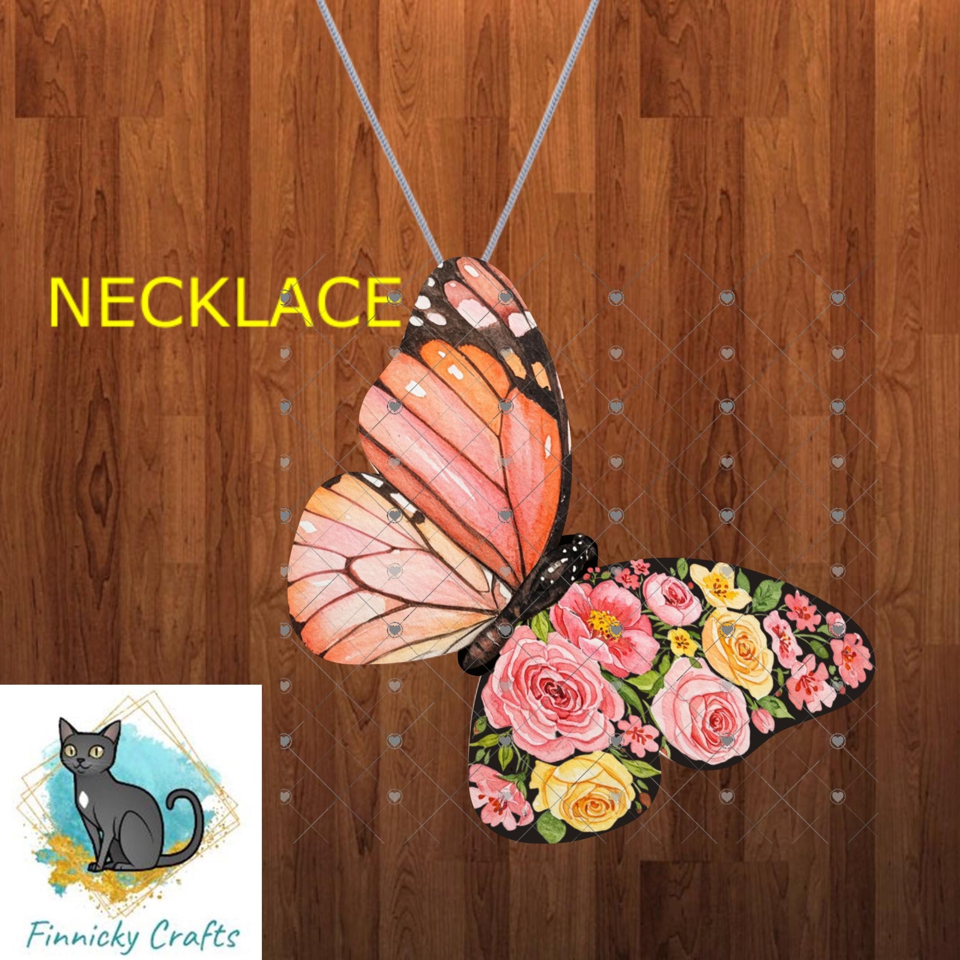 Butterfly Floral - Sublimation Design Png Template - Earrings, Necklace, Nightlight, Sign