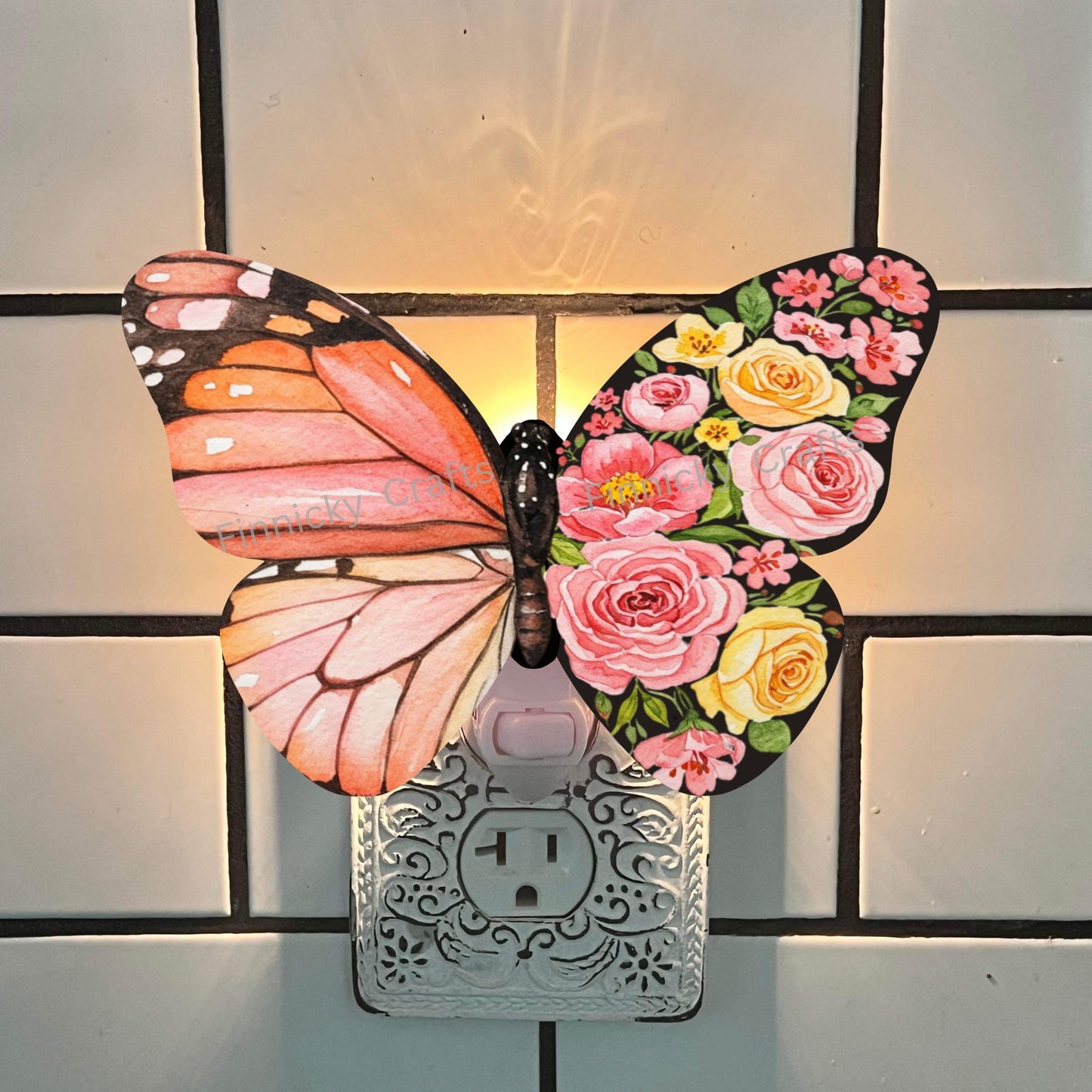 Butterfly Floral - Sublimation Design Png Template - Earrings, Necklace, Nightlight, Sign