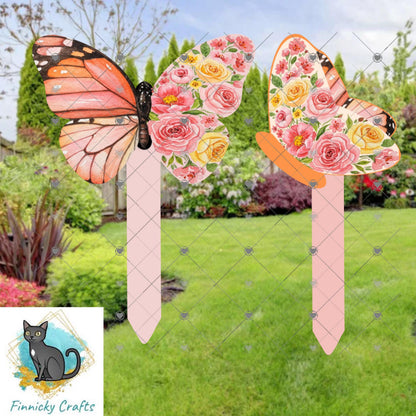 Butterfly Pair Garden Stake, Sublimation, Design png