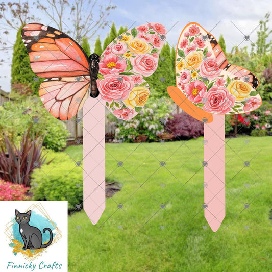 Butterfly Pair Garden Stake, Sublimation, Design png