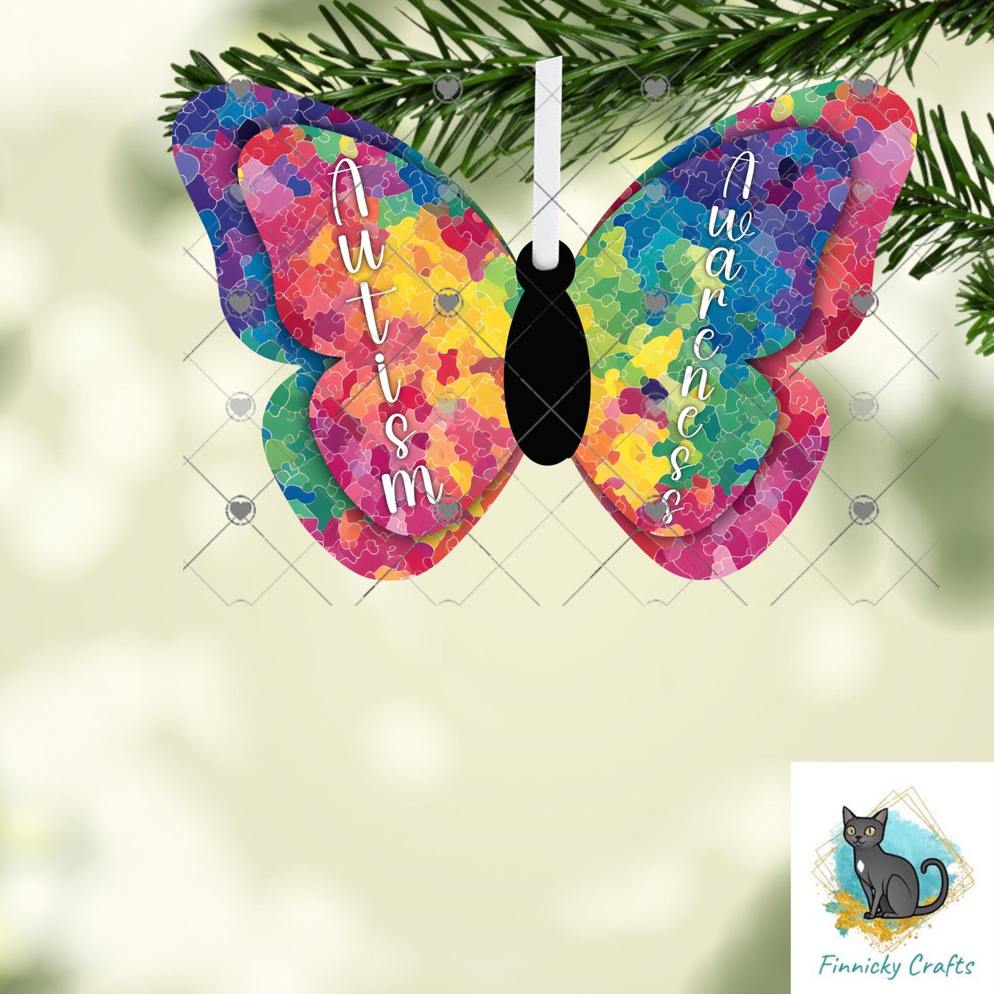 Butterfly Autism Awareness - Sublimation Design Png Template - Earrings, Necklace, Nightlight, Sign