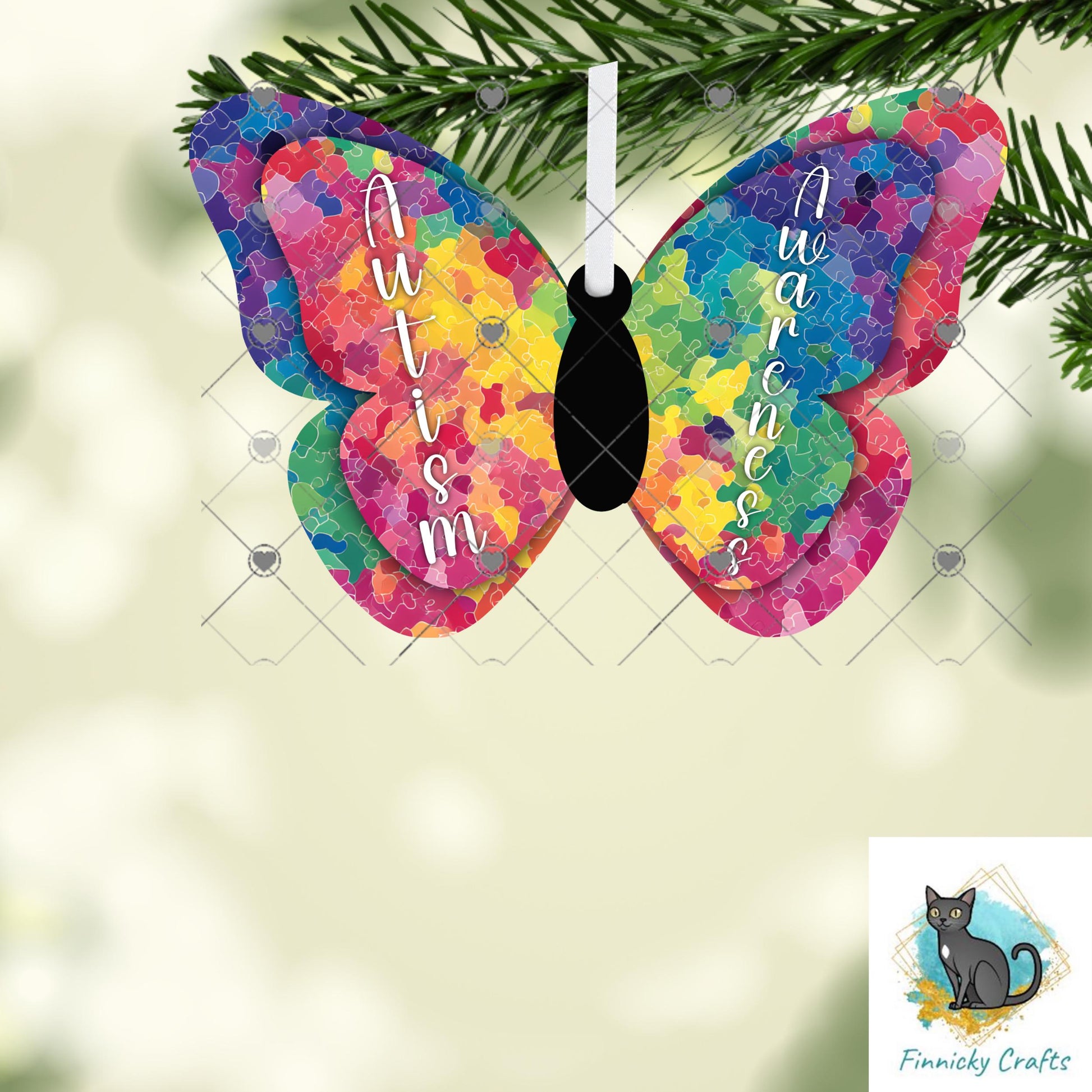 Butterfly Autism Awareness - Sublimation Design Png Template - Earrings, Necklace, Nightlight, Sign