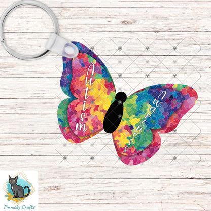 Butterfly Autism Awareness - Sublimation Design Png Template - Earrings, Necklace, Nightlight, Sign