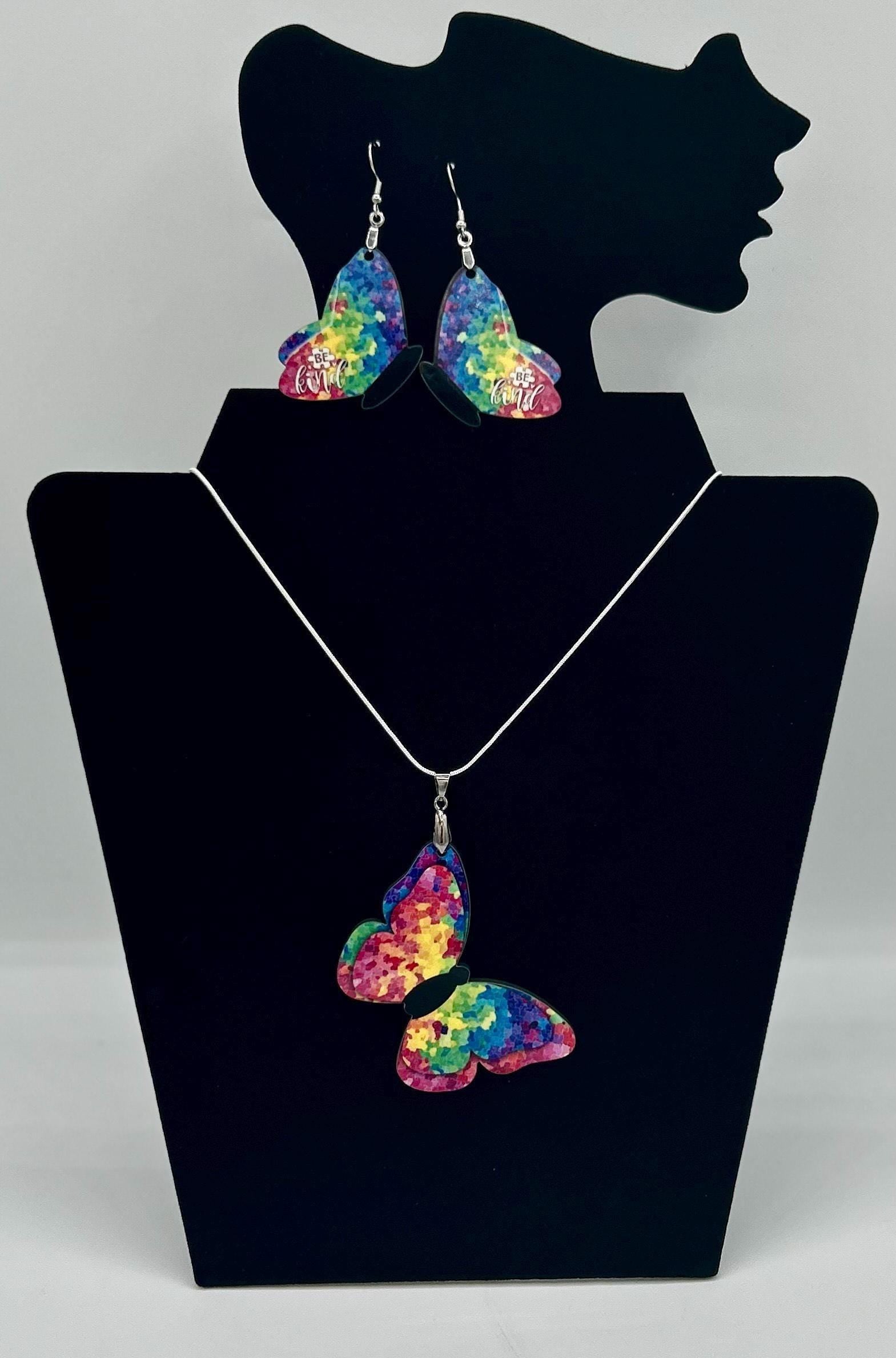 Butterfly Autism Awareness - Sublimation Design Png Template - Earrings, Necklace, Nightlight, Sign