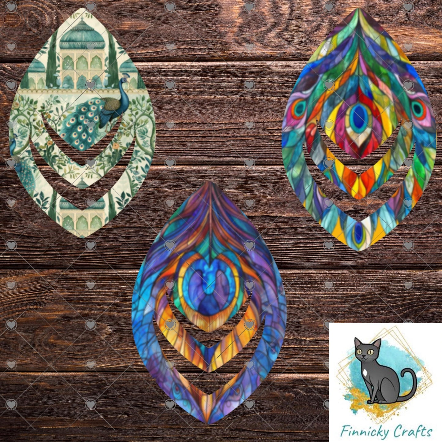 Open Teardrop Peacock Bundle, Sublimation, Digital, PNG Design, Download for Earrings