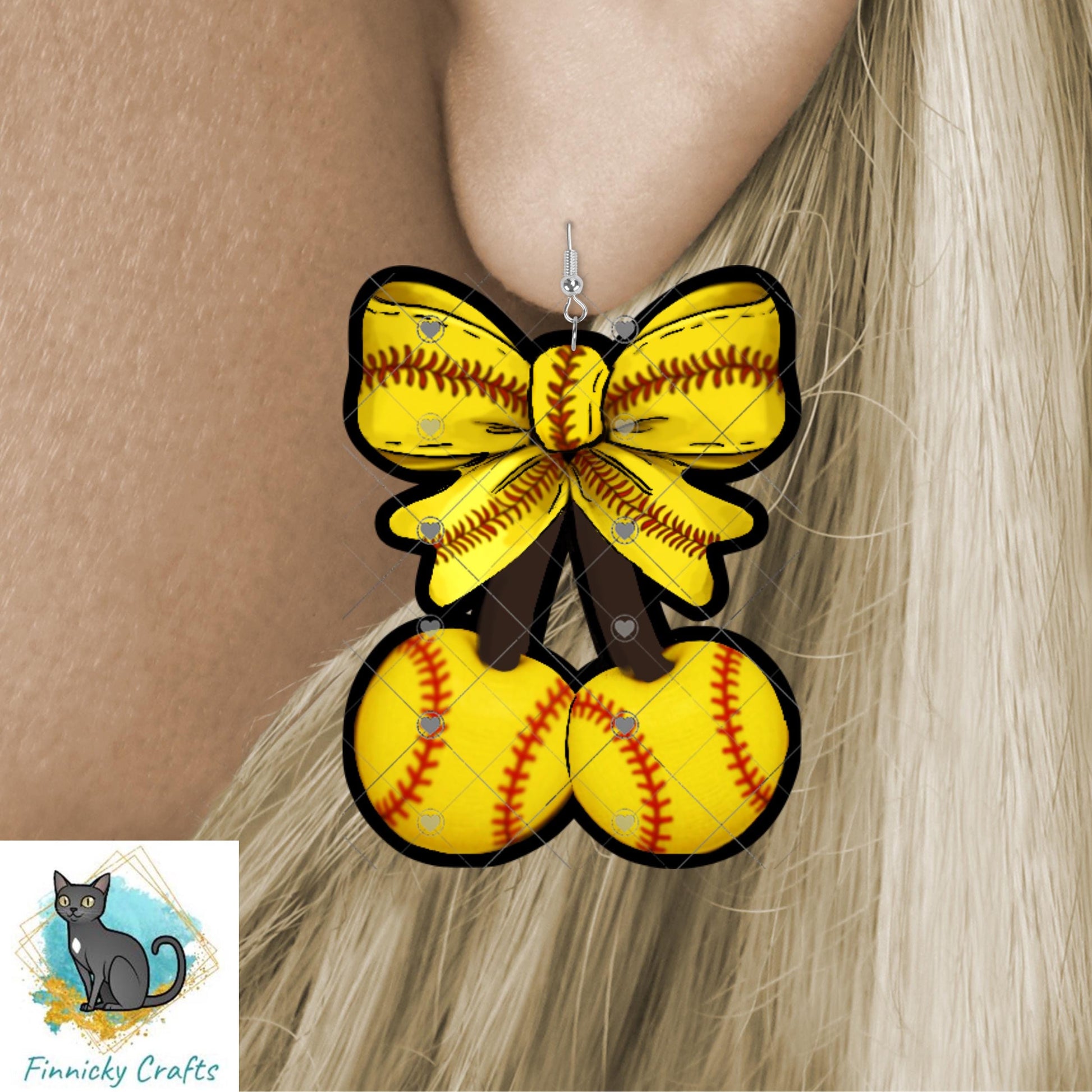 Baseball, Softball, Cherries, Cute, PNG, Design, Digital, Download, Sublimation, Door Hanger, Decoration, Earrings, Ornament