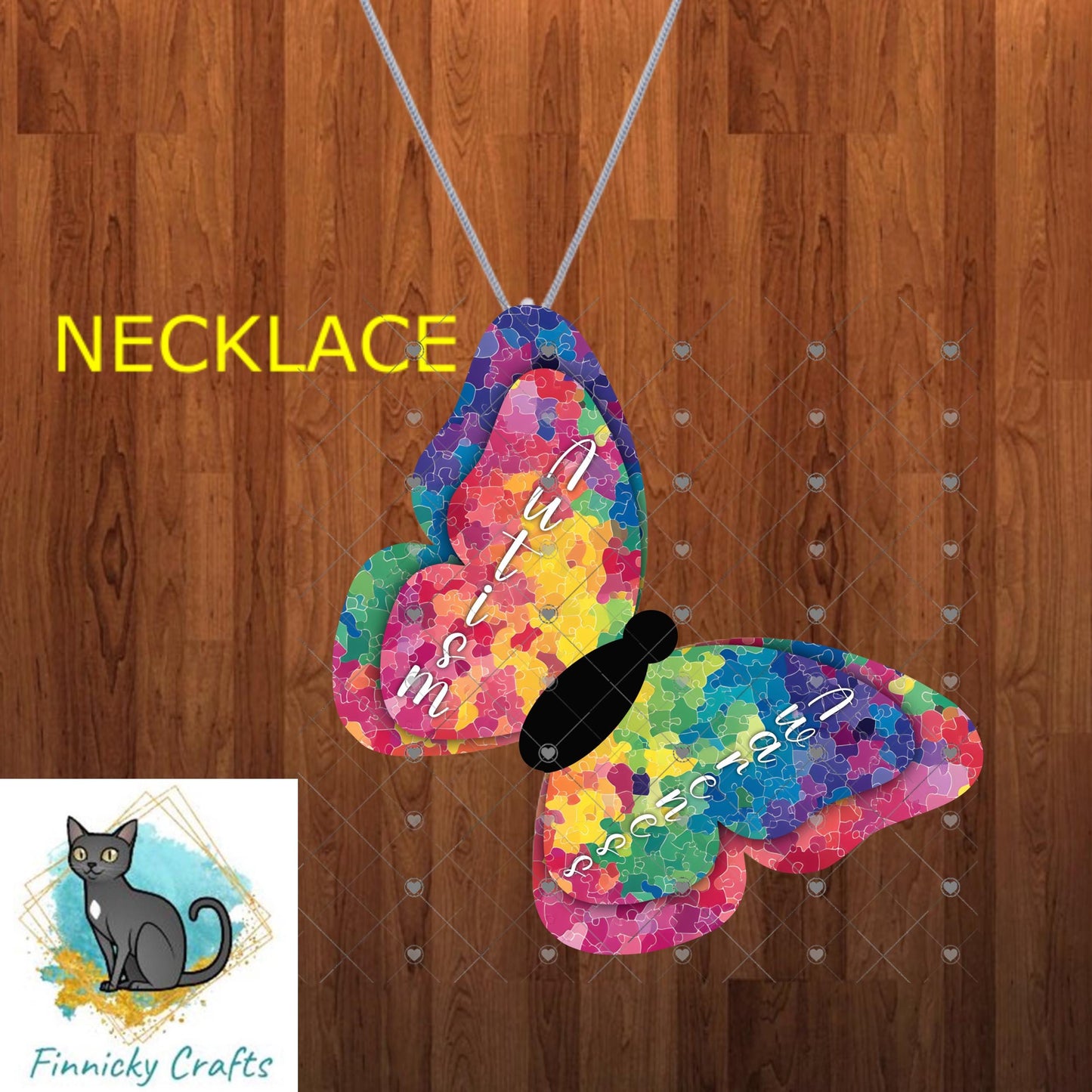 Butterfly Autism Awareness - Sublimation Design Png Template - Earrings, Necklace, Nightlight, Sign