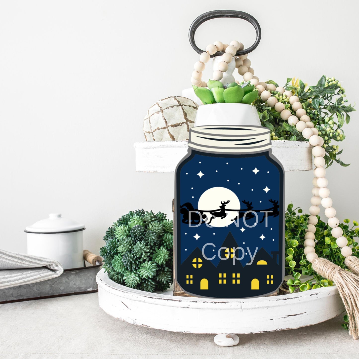 Christmas Mason Jar Sublimation Digital Design Bundle - MDF, Acrylic, Glitter Acrylic - Earrings, Sign, Nightlight, Vent Clip, Beach Bag