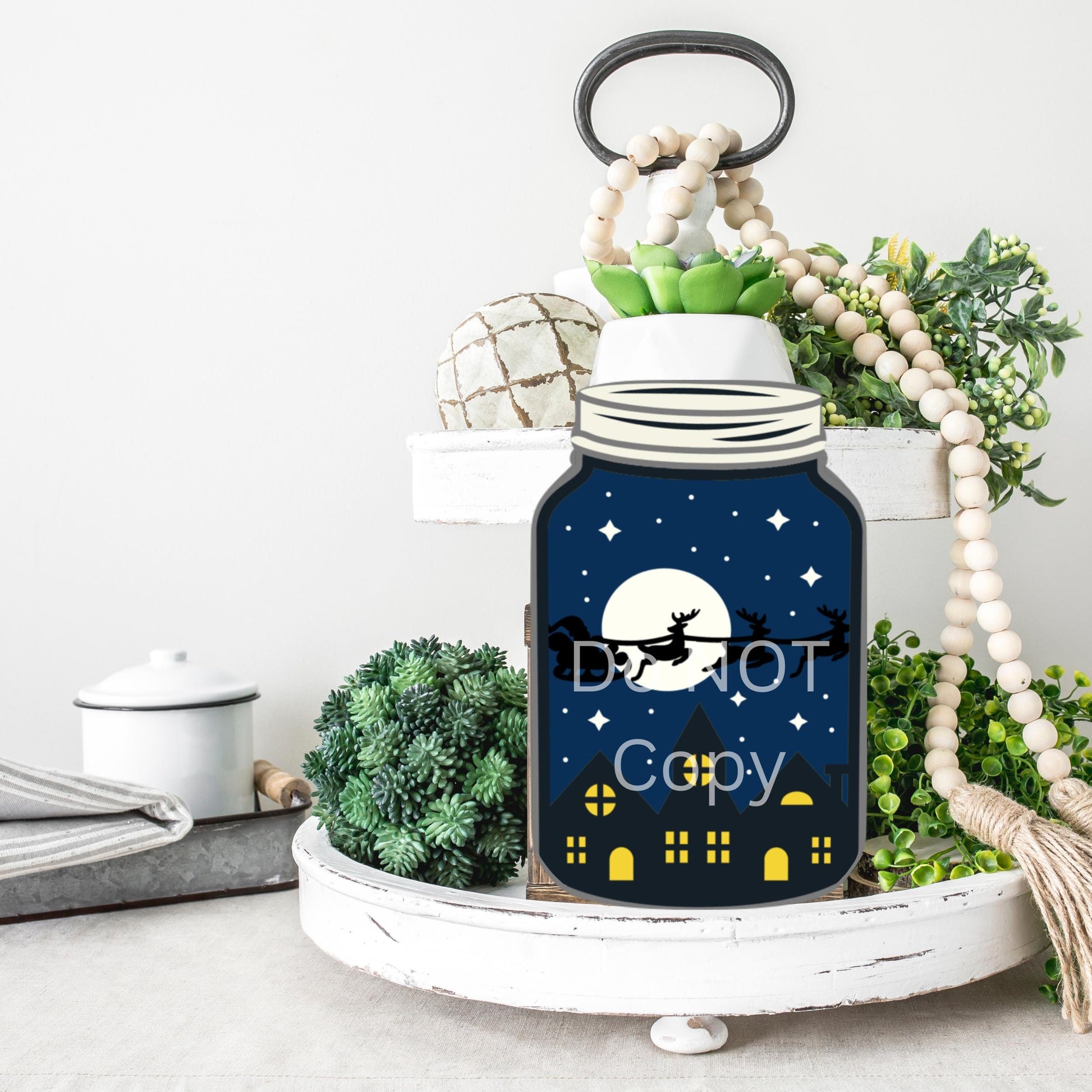 Christmas Mason Jar Sublimation Digital Design Bundle - MDF, Acrylic, Glitter Acrylic - Earrings, Sign, Nightlight, Vent Clip, Beach Bag