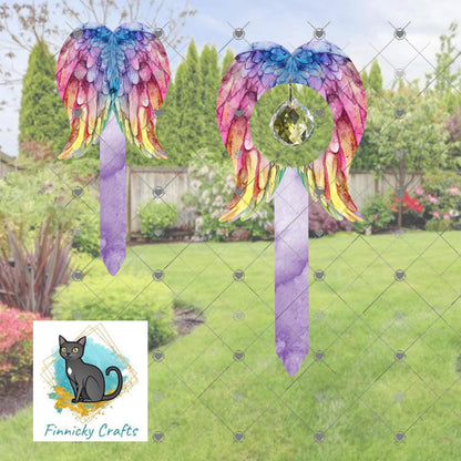 Angel Wings, Solid and Crystal Garden Stake, Sublimation, Design png