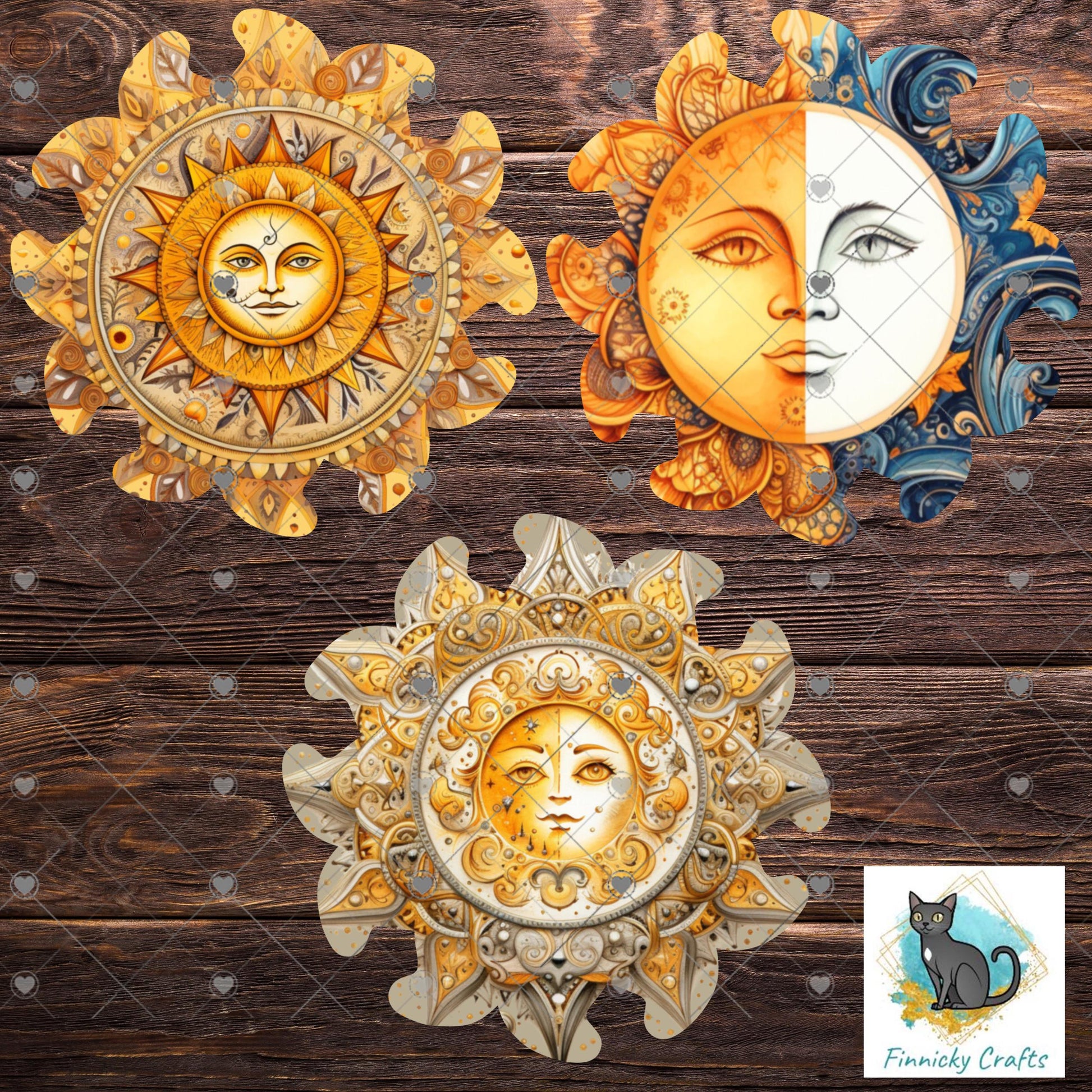 Sun Earrings Sublimation Design Bundle, Celestial PNG (Digital Download)