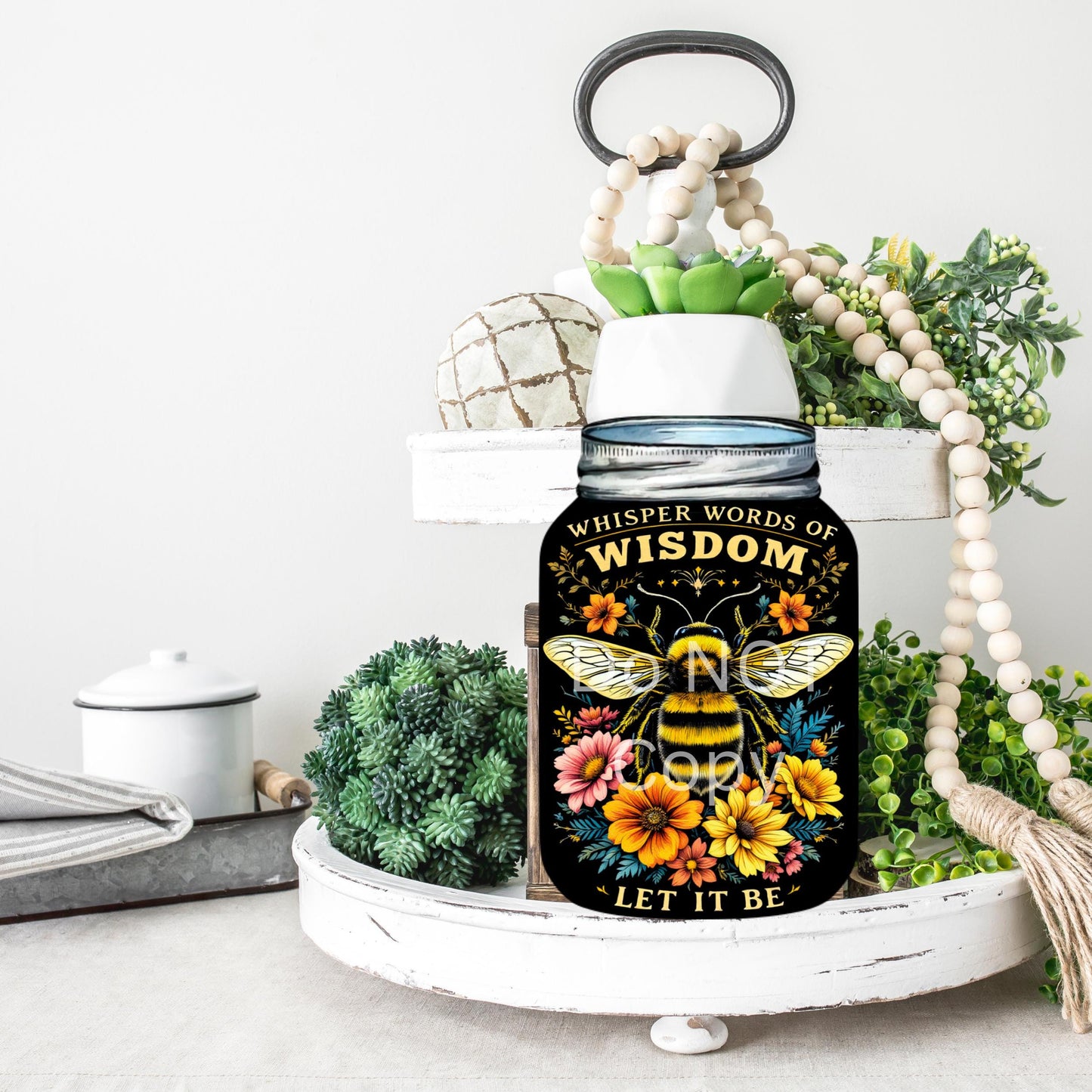 bee Mason Jar Sublimation Digital Design Bundle - MDF, Acrylic, Glitter Acrylic - Earrings, Sign, Nightlight, Vent Clip, Beach Bag