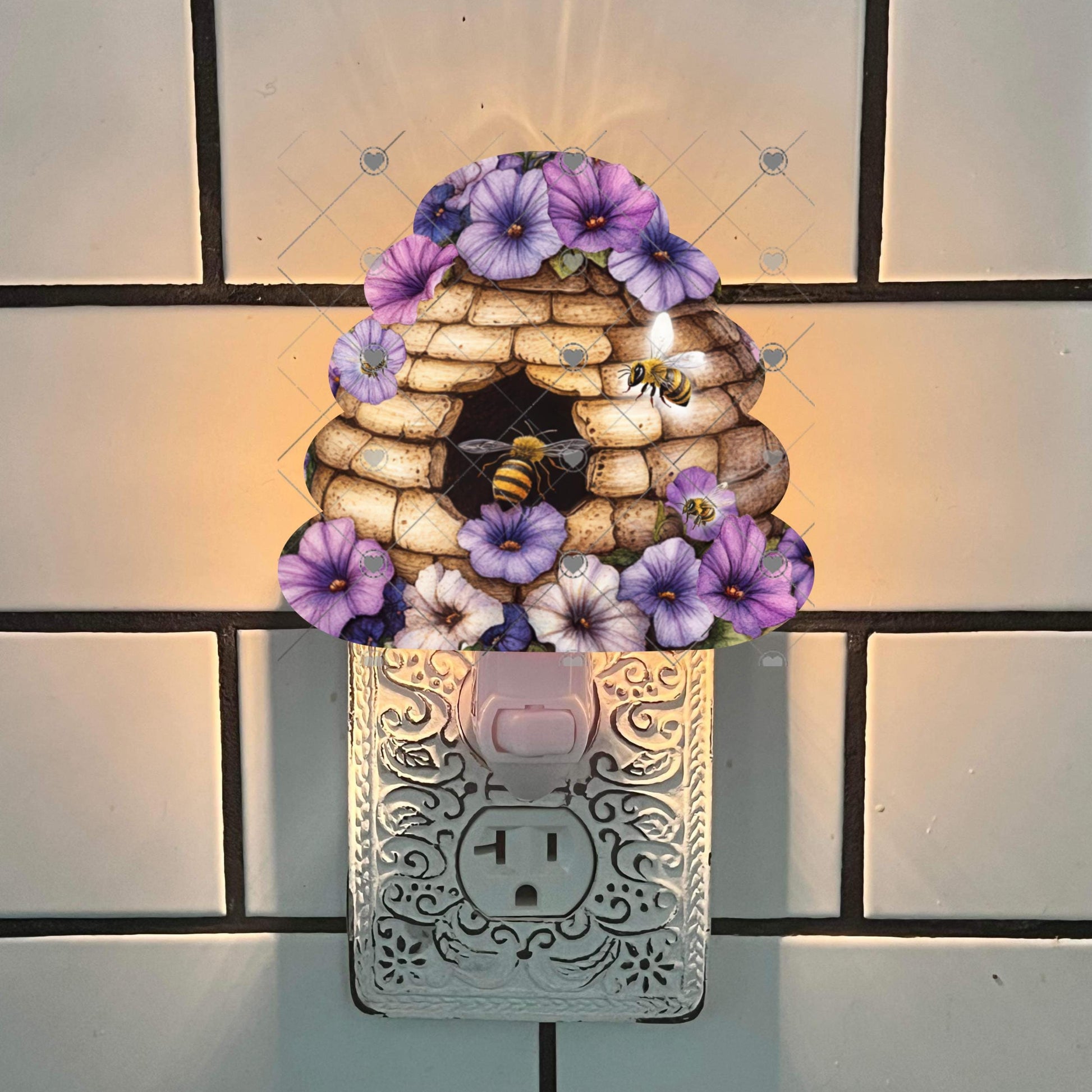 Beehive Purple Pansy Design, Sublimation, Digital, PNG Design