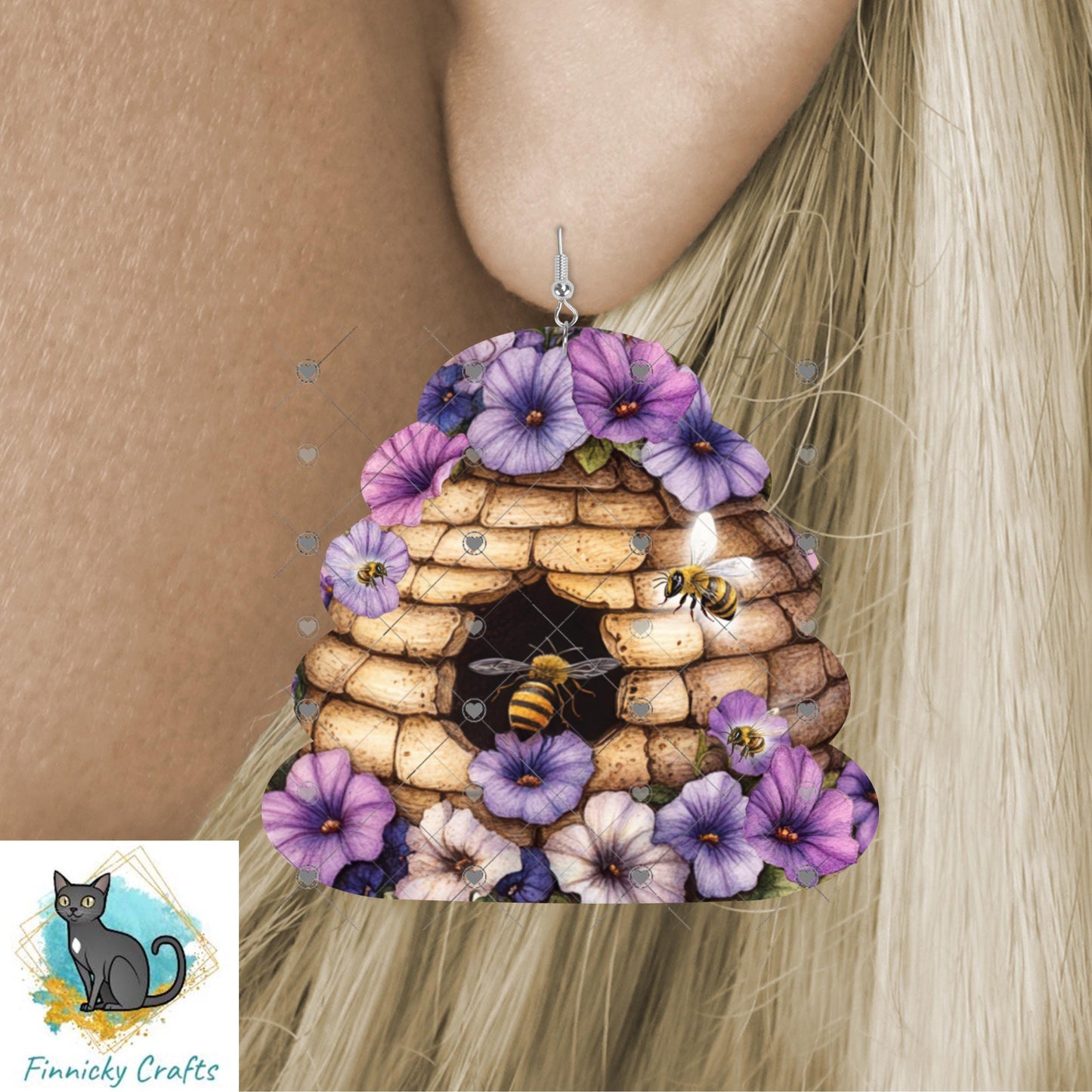 Beehive Purple Pansy Design, Sublimation, Digital, PNG Design