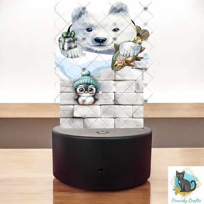 Polar bear in a chimney - Digital Design- Ornament, Shirt, Night Light - Acrylic or MDF