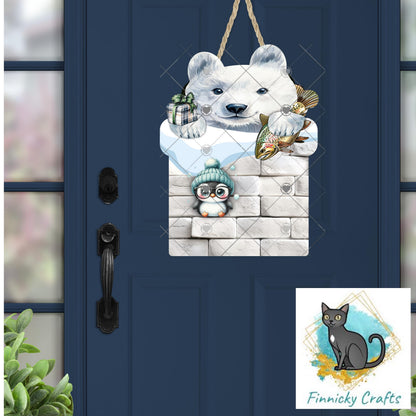 Polar bear in a chimney - Digital Design- Ornament, Shirt, Night Light - Acrylic or MDF