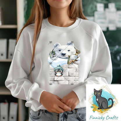 Polar bear in a chimney - Digital Design- Ornament, Shirt, Night Light - Acrylic or MDF