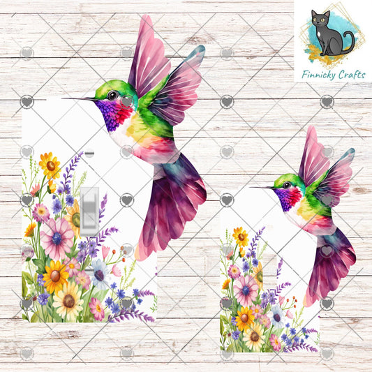 Hummingbird and wildflowers Light Switch, Sublimation, Decor, Sublimation, Digital, PNG, Design