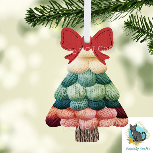 Bow Christmas Tree - earrings, night light, sign - Christmas Ornament Digital File, MDF, Acrylic, DTF
