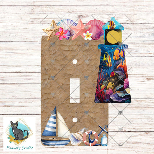 Ocean Lighthouse Light Switch, Sublimation, Digital, PNG, Design, Download, MDF