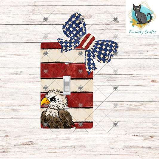 Patriotic Light Switch, Sublimation, Decor, Sublimation, Digital, PNG, Design, Eagle, Bow