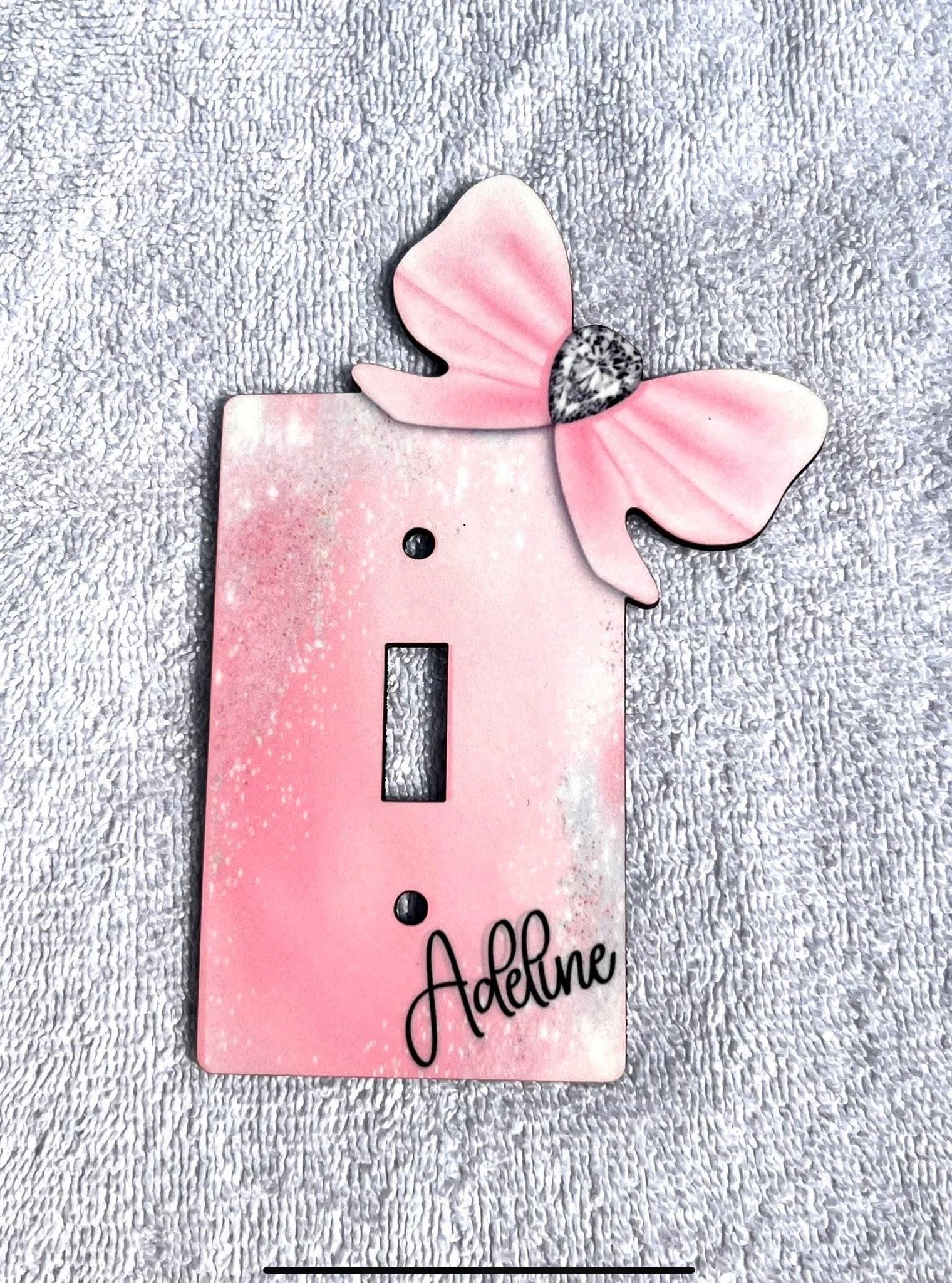 Satin bow with pearl or diamond, Sublimation Light Switch, Decor, Sublimation, Digital, PNG, Design, Pink Bow, Personalization