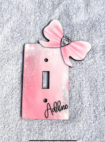 Satin bow with pearl or diamond, Sublimation Light Switch, Decor, Sublimation, Digital, PNG, Design, Pink Bow, Personalization
