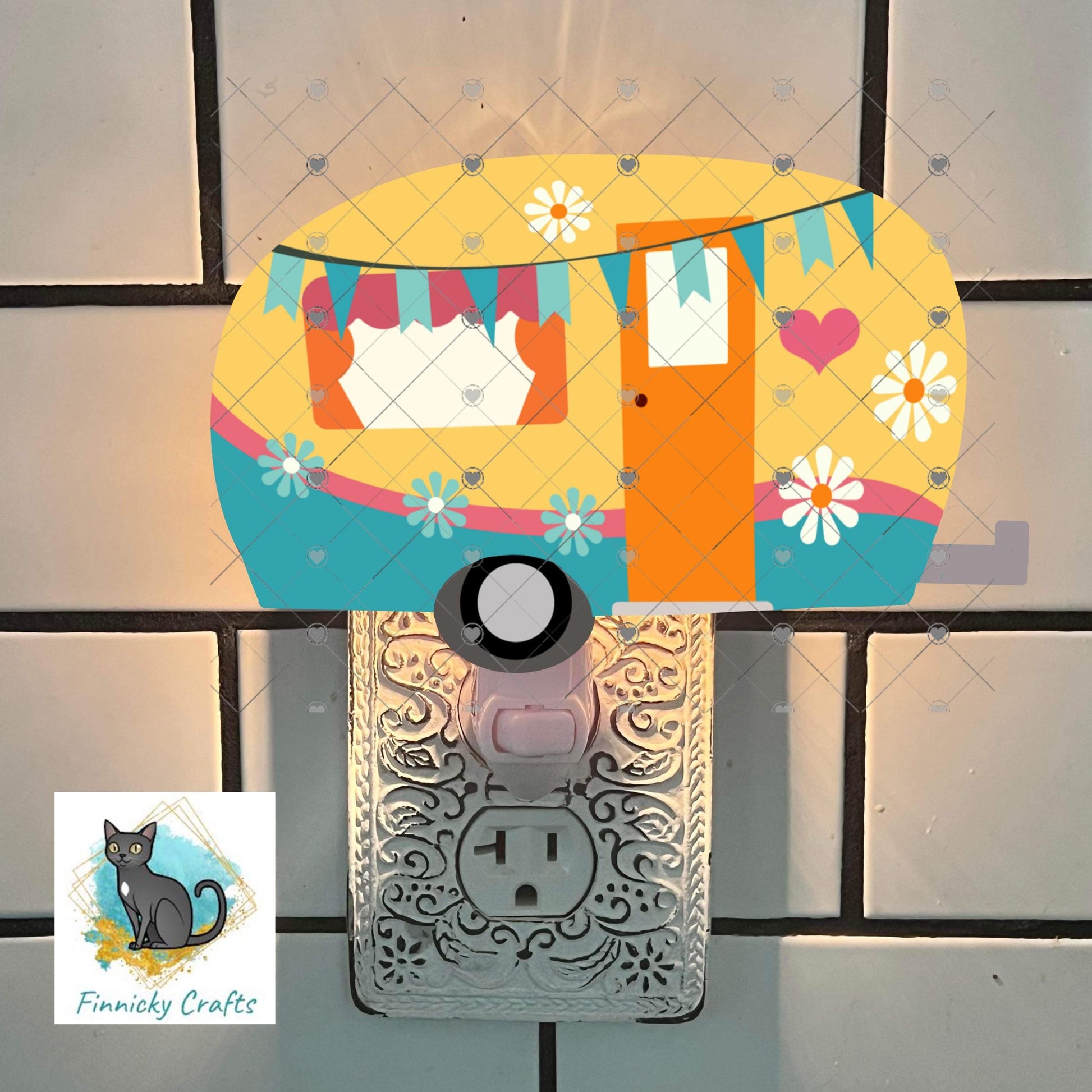 Camper, Summer, Flowers, Pastel, PNG, Sublimation Design, Digital Download, Sign, Keychain / Badge Reel, Decor
