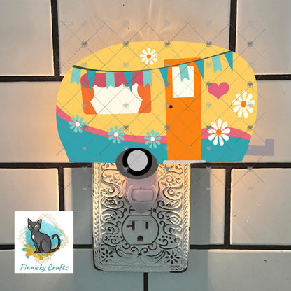 Camper, Summer, Flowers, Pastel, PNG, Sublimation Design, Digital Download, Sign, Keychain / Badge Reel, Decor