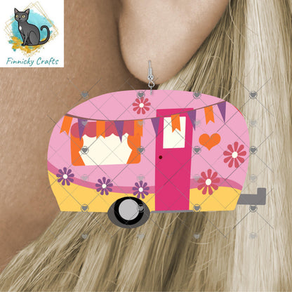 Camper, Summer, Flowers, Pastel, PNG, Sublimation Design, Digital Download, Sign, Keychain / Badge Reel, Decor