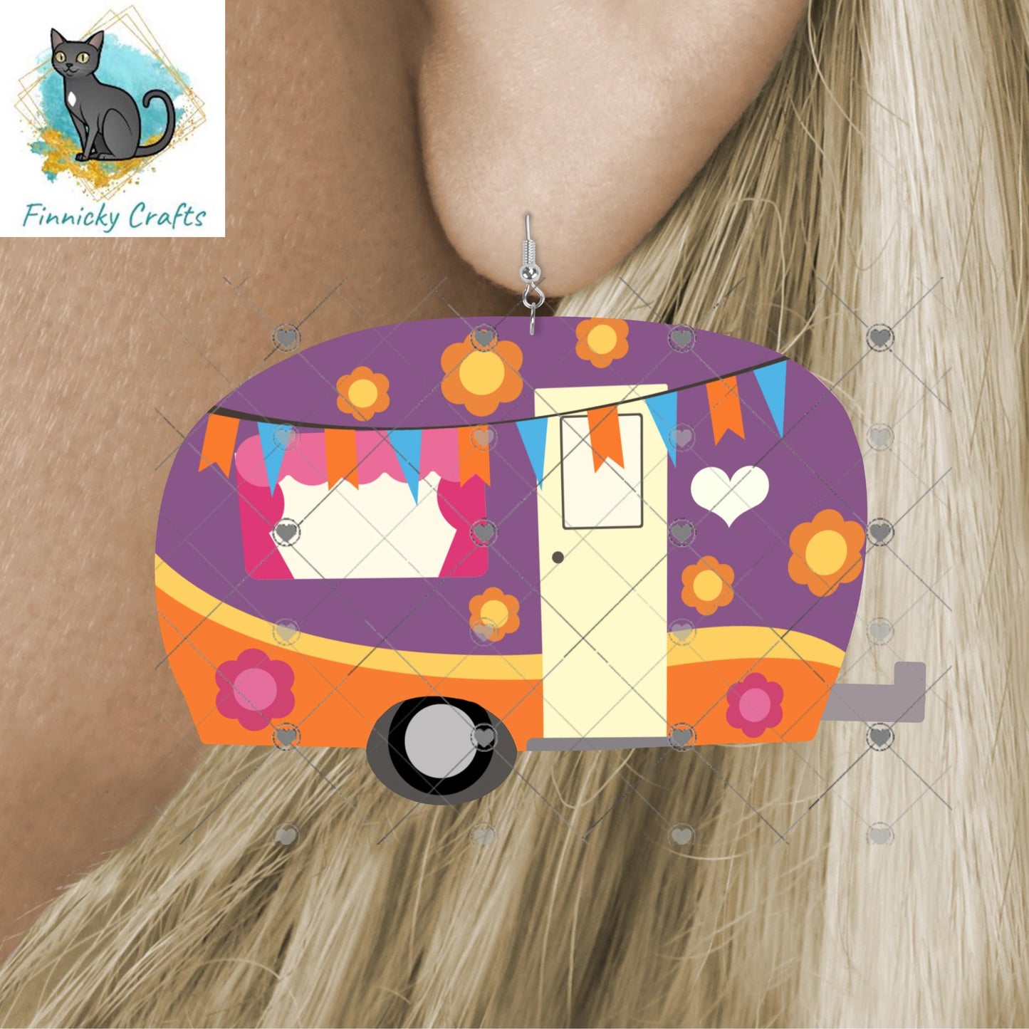 Camper, Summer, Flowers, Pastel, PNG, Sublimation Design, Digital Download, Sign, Keychain / Badge Reel, Decor