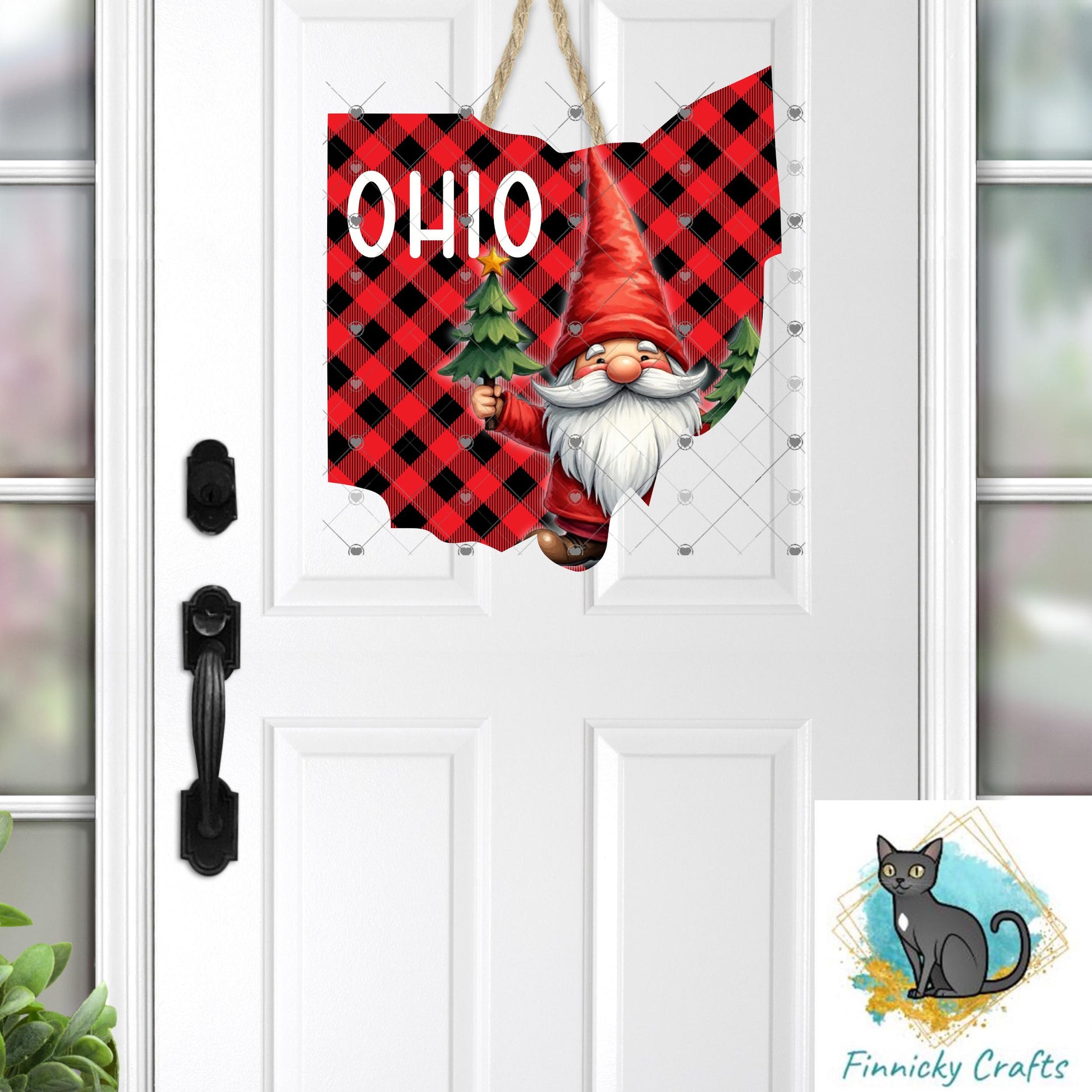 Ohio State Shape, Gnome, Christmas, Sublimation, PNG, Digital Download, Door Hanger, Ornament, Earrings, T-shirt