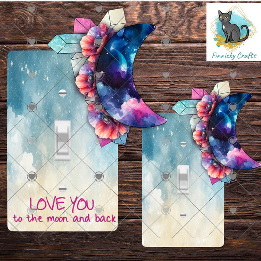 Moon and Crystals Light Switch Png, Sublimation Design, Digital Download
