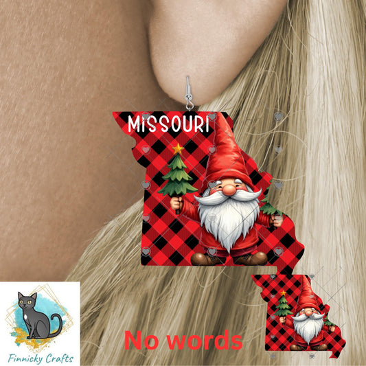 Missouri State Shape, Gnome, Christmas, Sublimation, PNG, Digital Download, Door Hanger, Ornament, Earrings, T-shirt