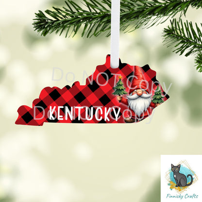 Customizable Kentucky State Shape, Christmas Gnome Sublimation, PNG, Digital Download, Door Hanger, Ornament, Earrings