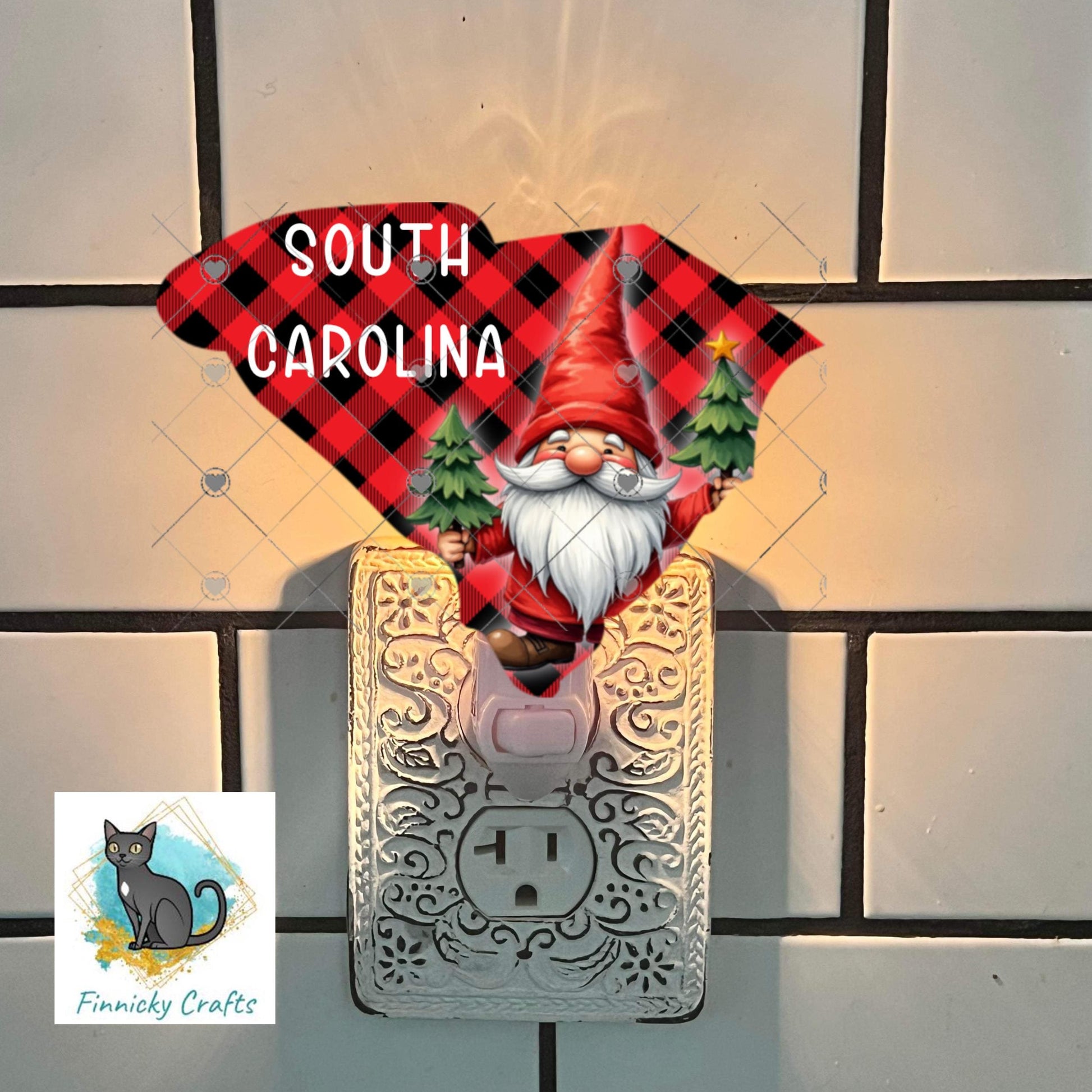 Customizable South Carolina State Shape, Christmas, Gnome, Sublimation, PNG, Digital Download, Door Hanger, Ornament, DTF