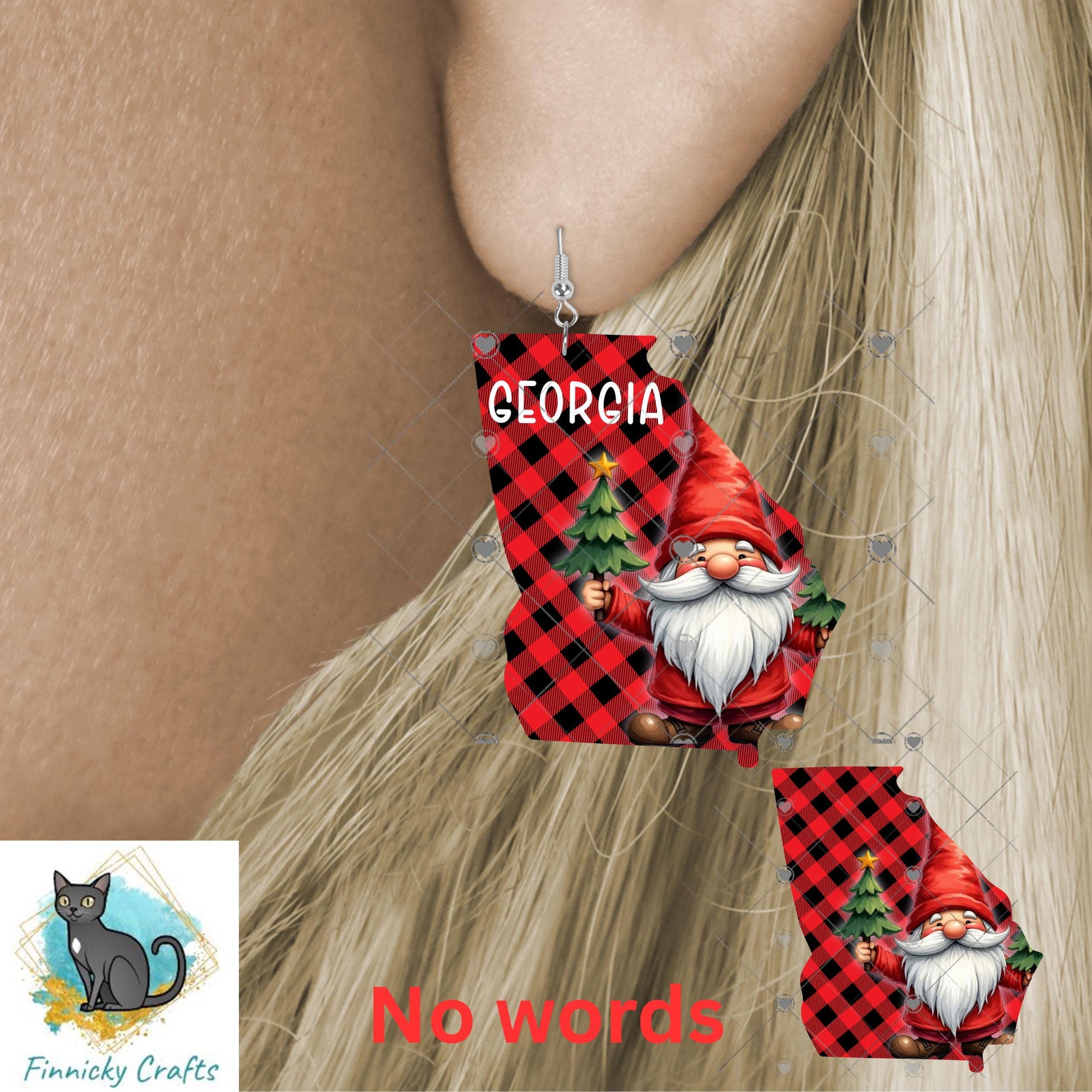 Customizable Georgia State Shape, Christmas, Gnome, Sublimation, PNG, Digital Download, Door Hanger, Ornament, DTF