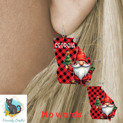 Customizable Georgia State Shape, Christmas, Gnome, Sublimation, PNG, Digital Download, Door Hanger, Ornament, DTF