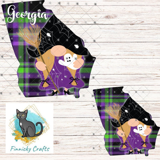 Customizable Georgia State Shape, Halloween, Witch, Gnome, Sublimation, PNG, Digital Download, Door Hanger, Ornament, DTF