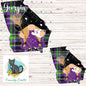 Customizable Georgia State Shape, Halloween, Witch, Gnome, Sublimation, PNG, Digital Download, Door Hanger, Ornament, DTF