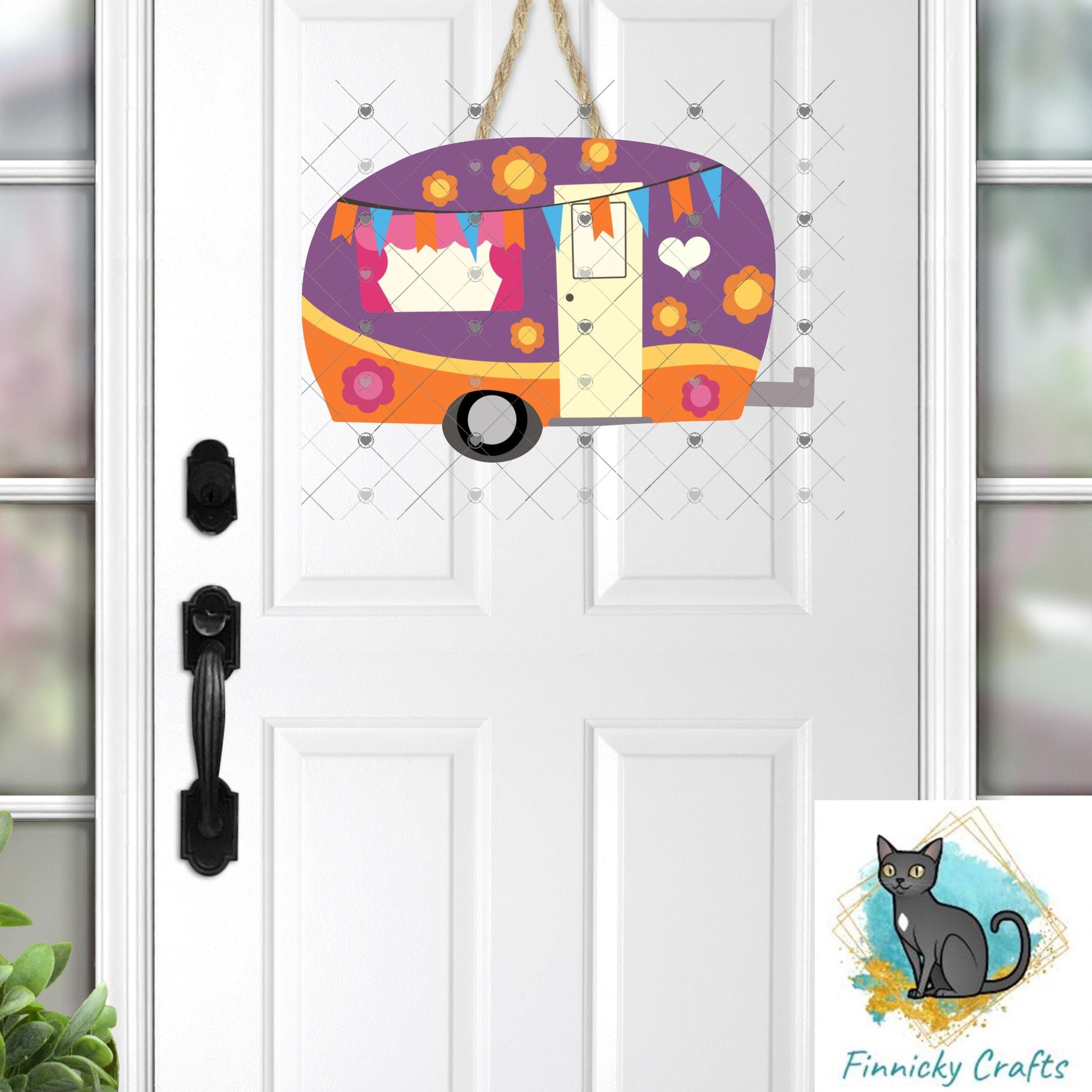 Camper, Summer, Flowers, Pastel, PNG, Sublimation Design, Digital Download, Sign, Keychain / Badge Reel, Decor